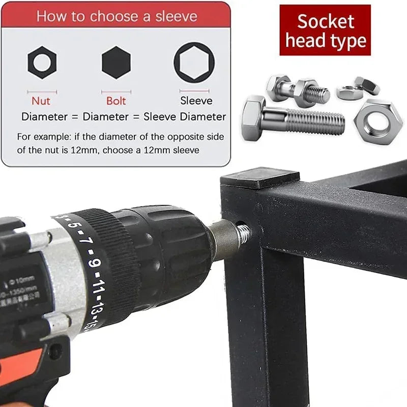 Power Nuts Driver Drill Bit Tools Set SAE and Metric Socket Wrench Screw. - Clickilix