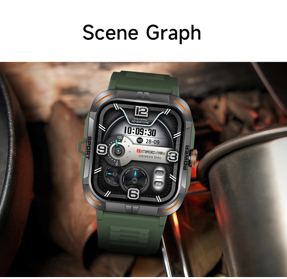 AMOLED Smart Watch with Flashlight & Compass
