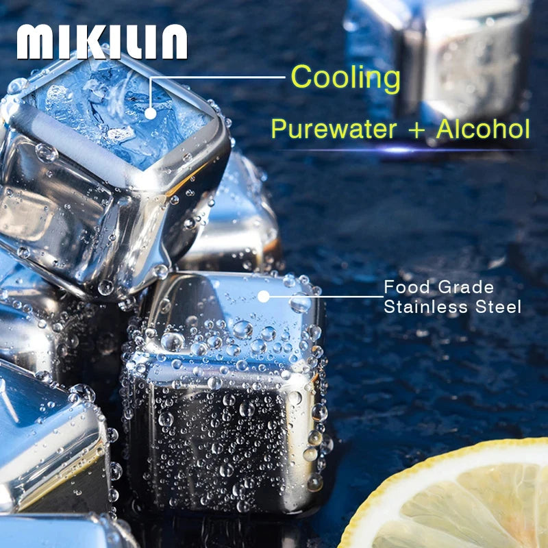 Reusable Stainless Steel Whiskey Ice Cubes Set