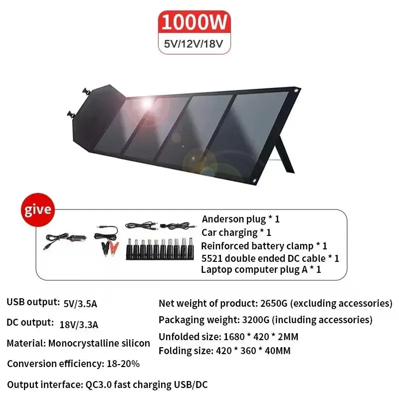 Flexible Foldable Portable Solar Panel Kit 500W-2000W