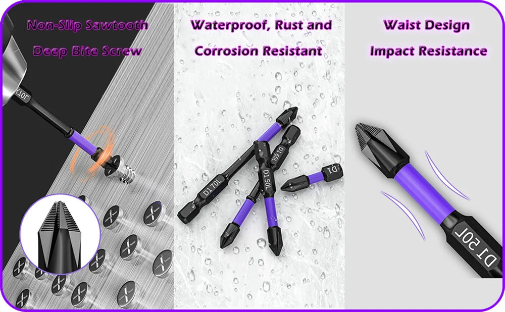 Power up with magnetic screwdriver bits, 6 or 12 pcs!