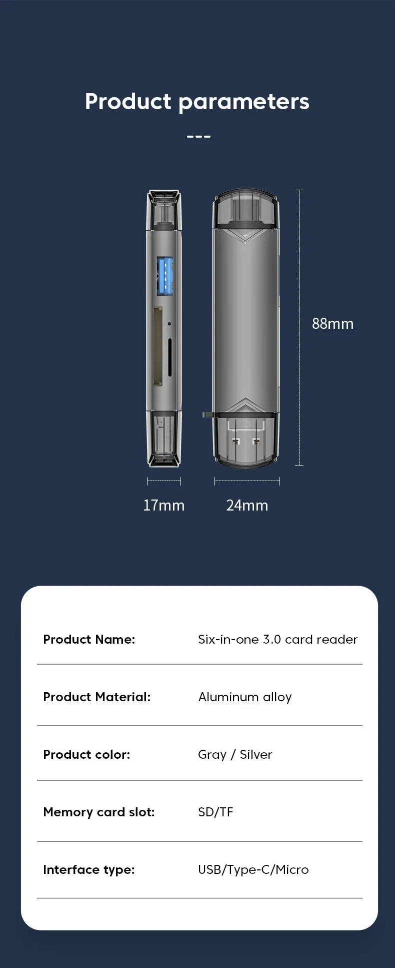 6 in 1 Type C Card Reader USB 3.0 Micro Sd TF USB Flash Drive