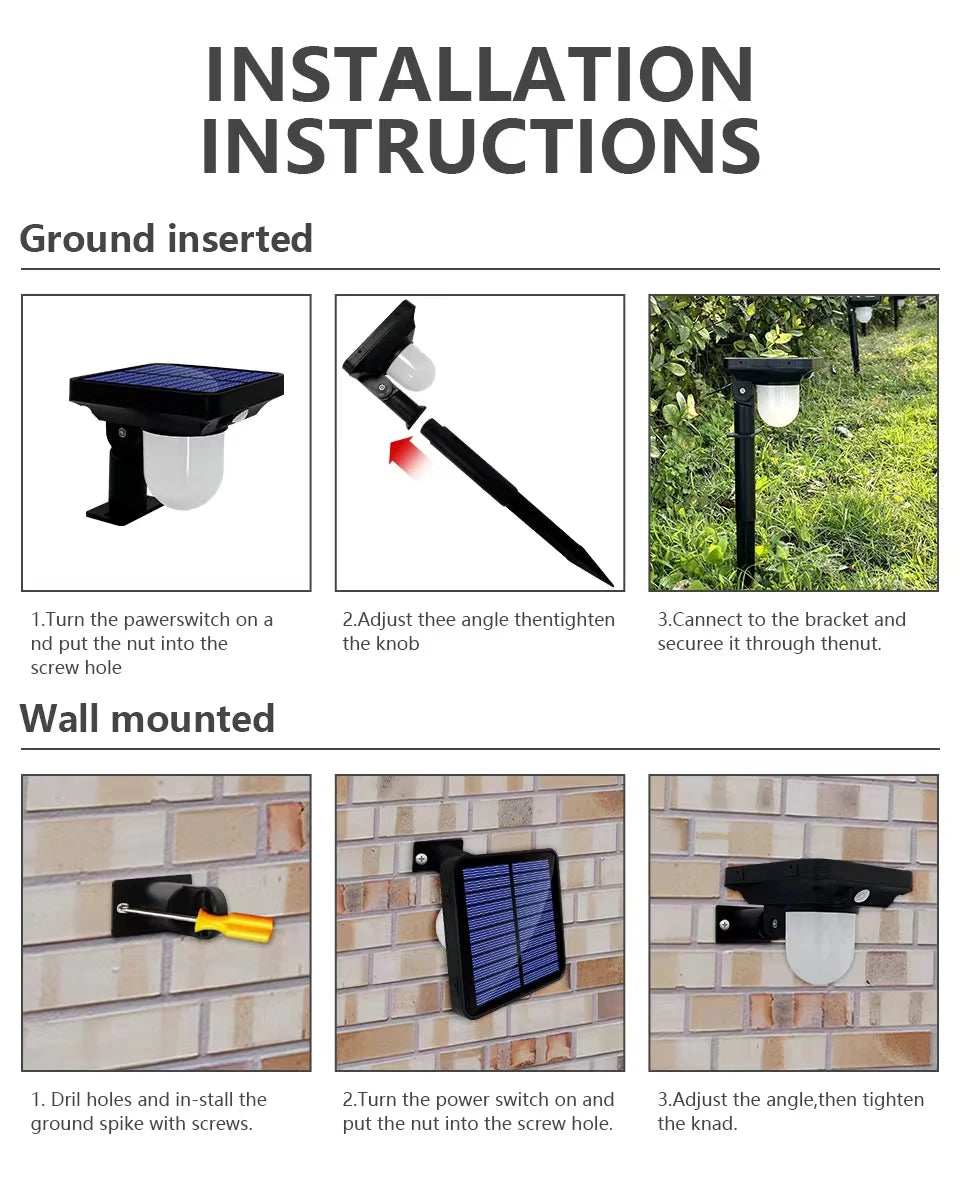 Solar Motion Sensor Wall Light – Waterproof Garden Path Lamp