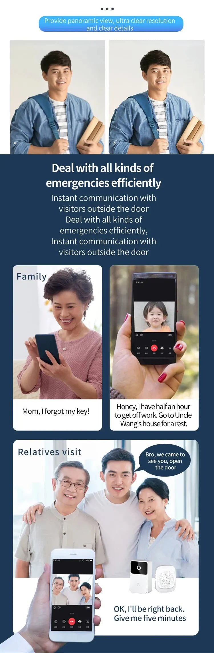 Smart WiFi Video Doorbell with Night Vision