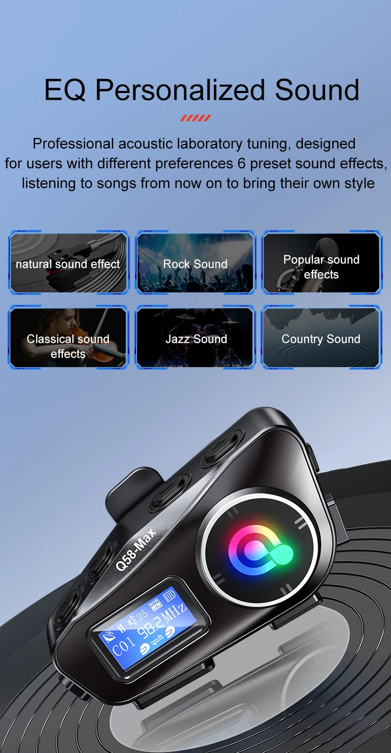 Q58-Max Motorcycle Bluetooth Intercom Headset