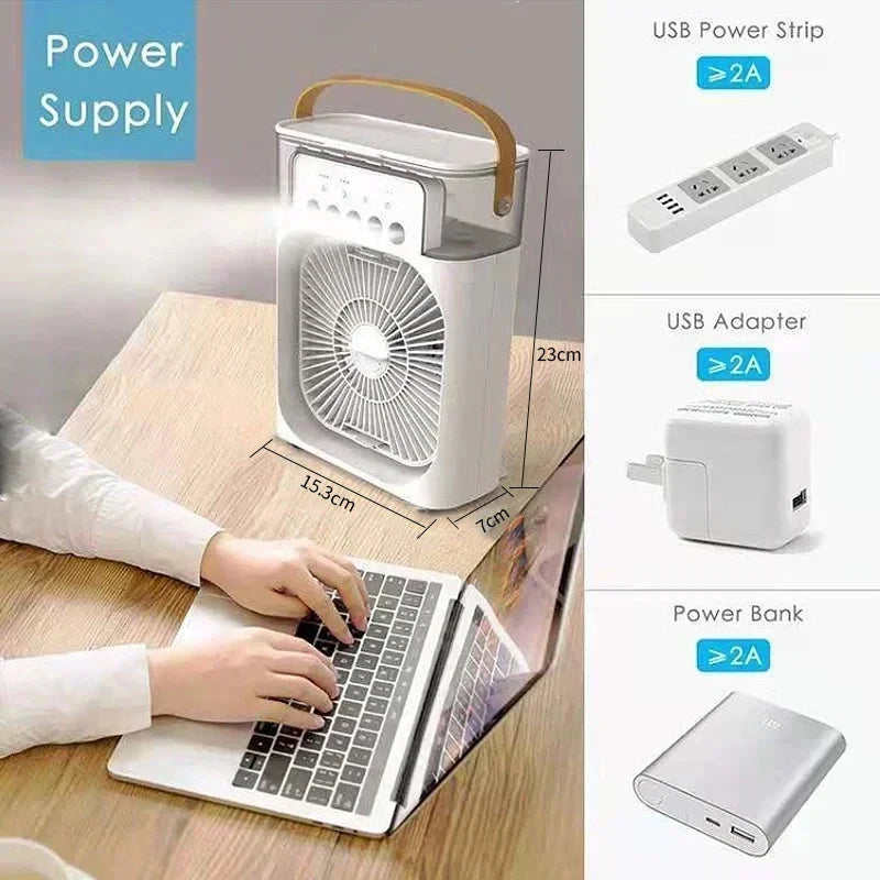 3 In 1 Fan AIr Conditioner Household Small Air Cooler LED Night Light