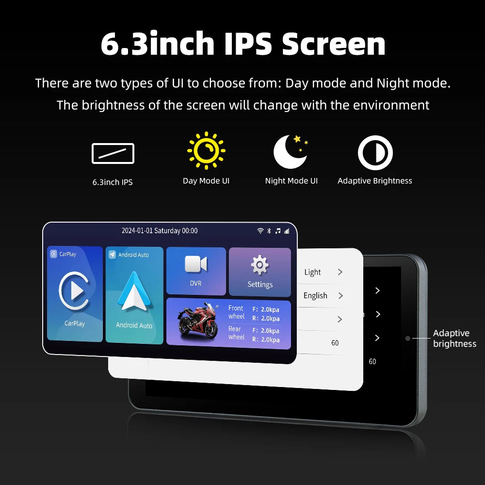 EKIY 6.3" Wireless CarPlay Android Auto GPS