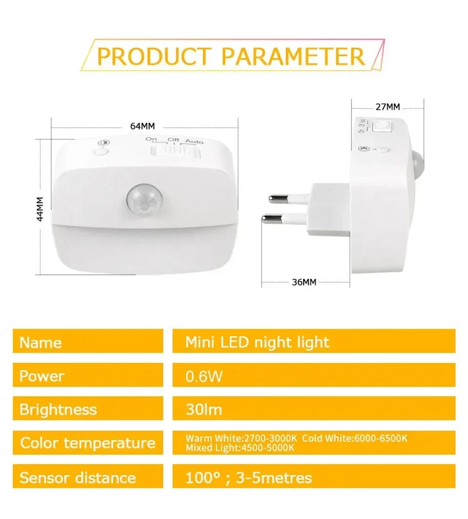 Plug-In LED Motion Sensor Night Light EU