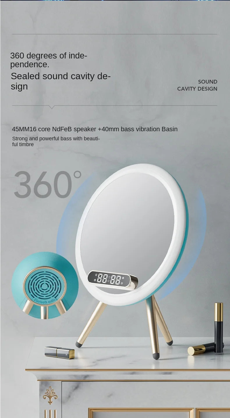 Smart Bluetooth Makeup Mirror with Wireless Charger