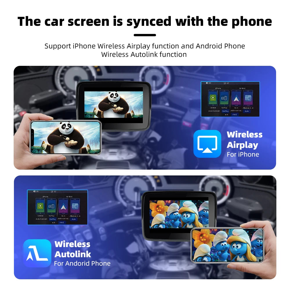 EKIY 5″ Wireless CarPlay & Android Auto GPS Display