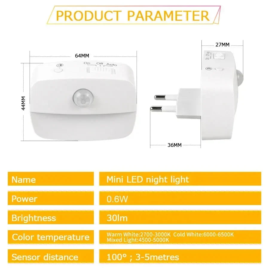 Plug-In LED Motion Sensor Night Light EU
