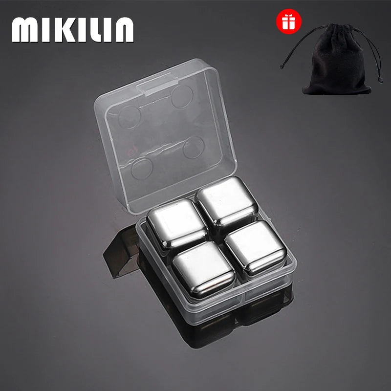 Reusable Stainless Steel Whiskey Ice Cubes Set