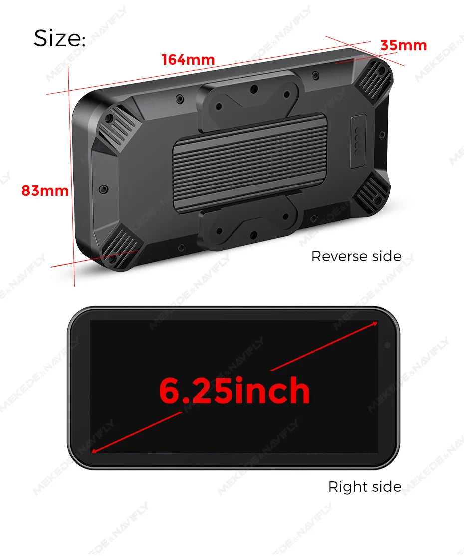 6.25″ IP67 Waterproof Motorcycle GPS with Wireless CarPlay/Android Auto