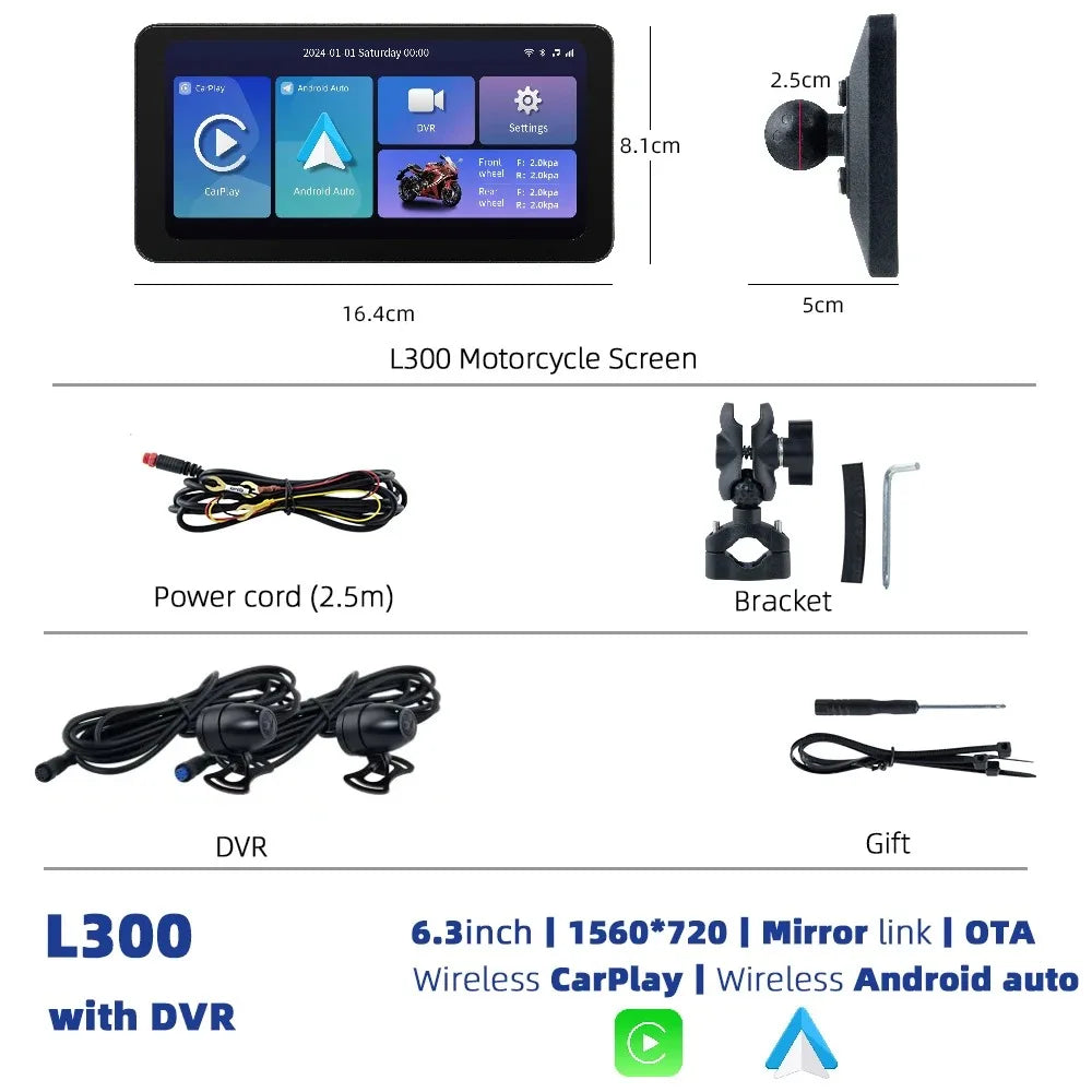 EKIY 6.3" Wireless CarPlay Android Auto GPS