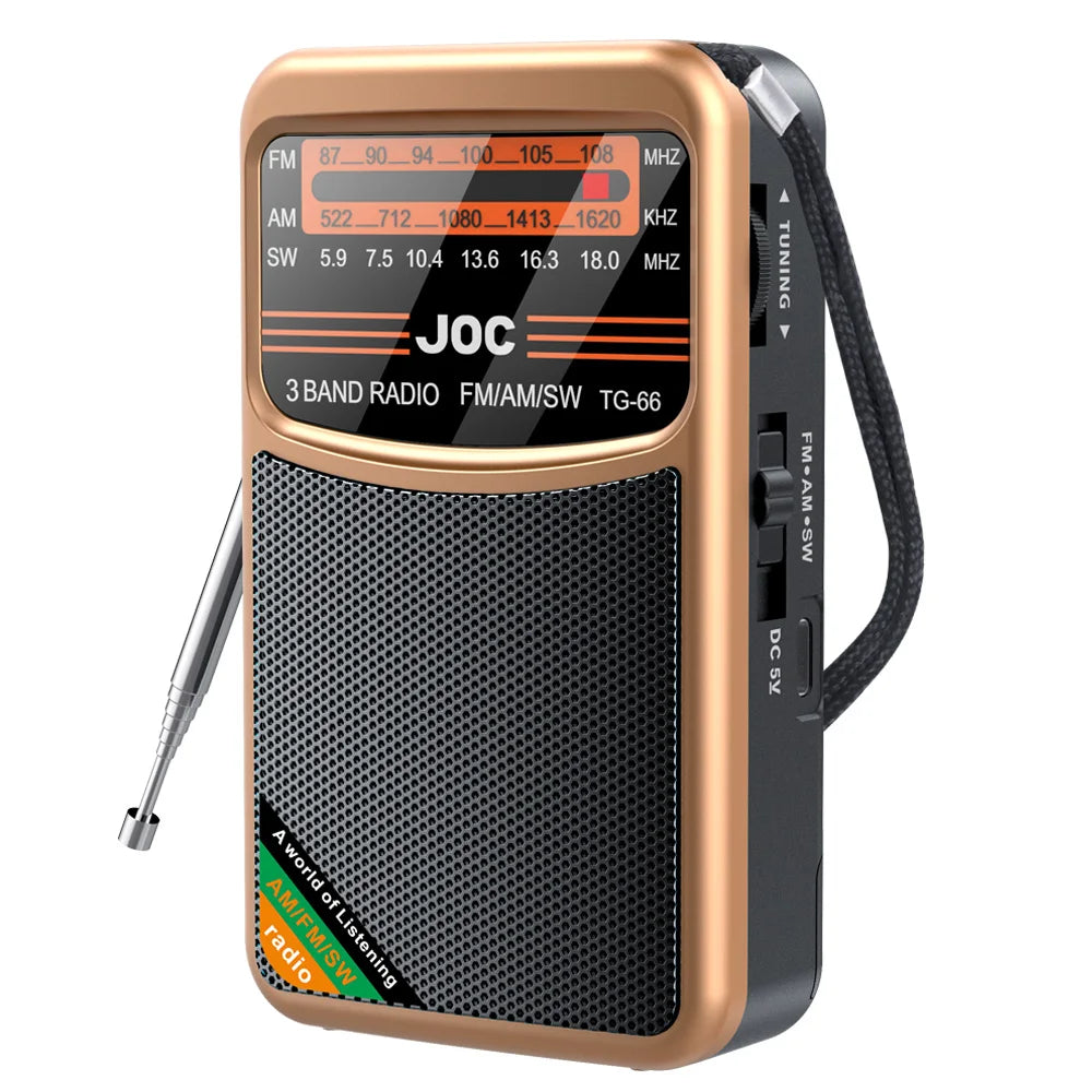 Stay tuned on the go with this mini pocket radio!