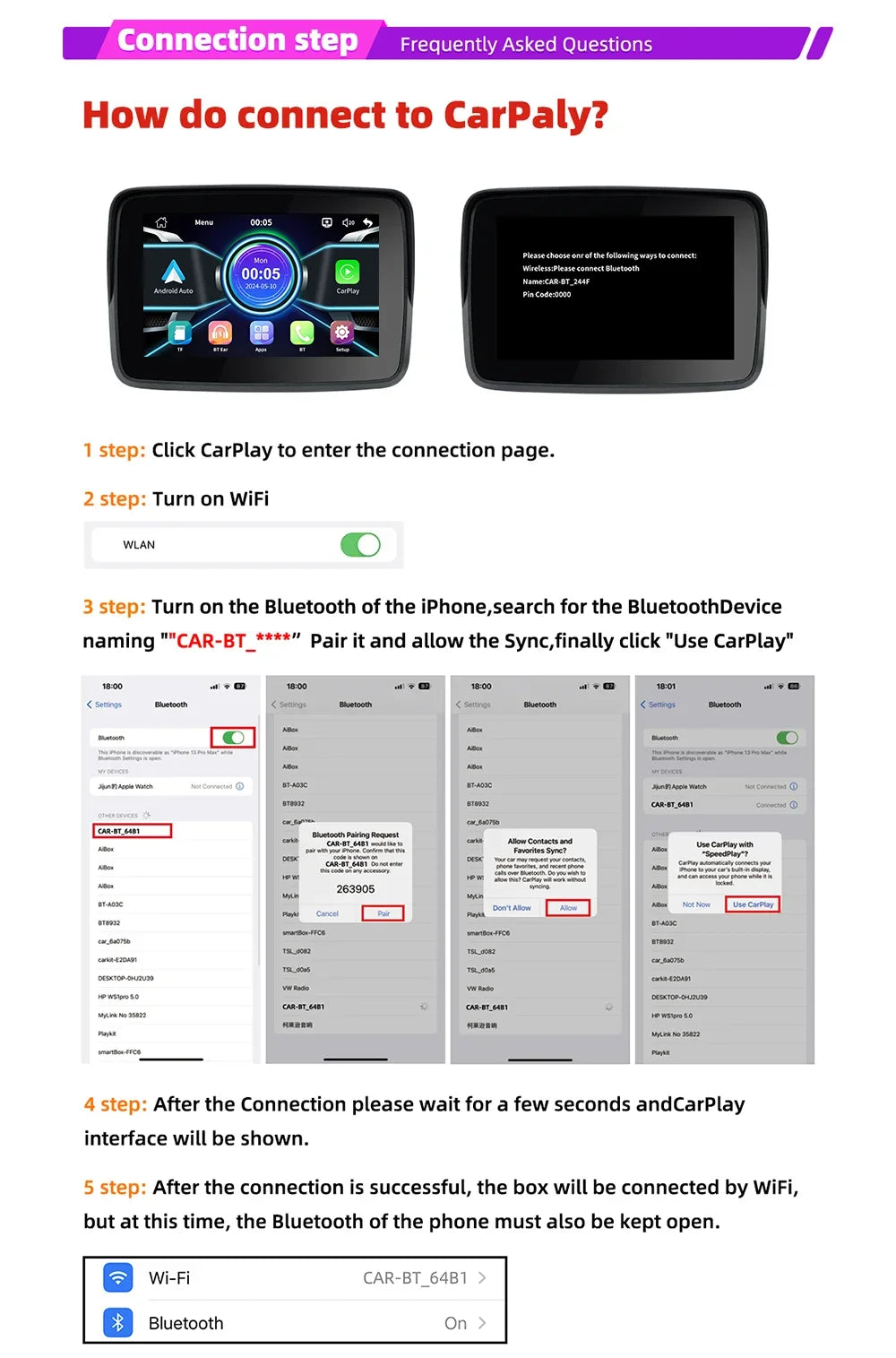 EKIY Wireless CarPlay & Android Auto Motorcycle GPS