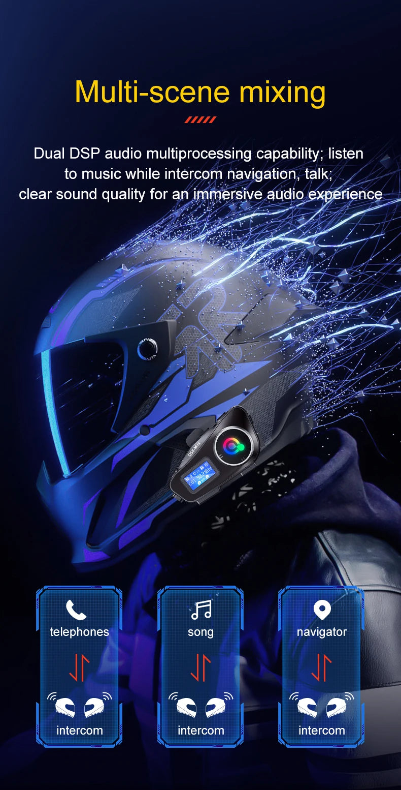 Q58-Max Motorcycle Bluetooth Intercom Headset