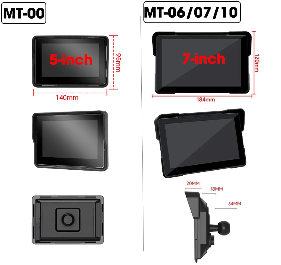 5‑7″ Waterproof Motorcycle CarPlay/Android Auto GPS
