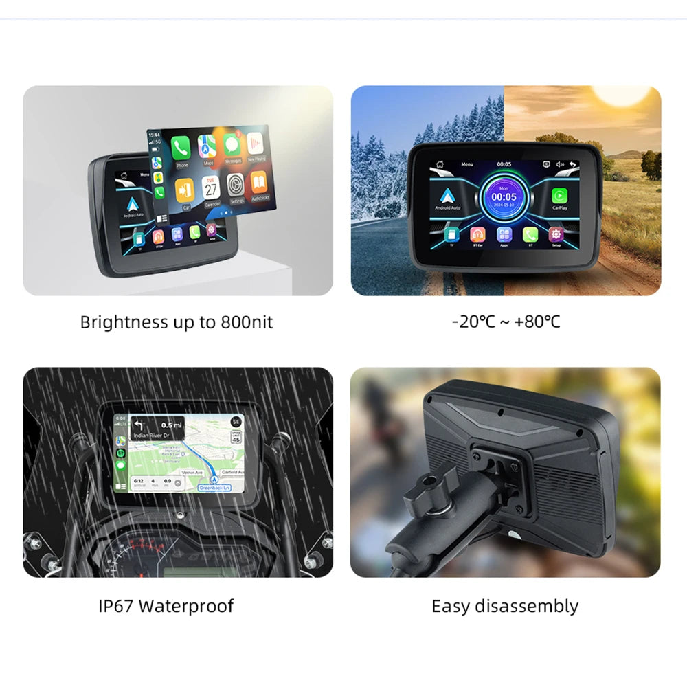 EKIY 5″ Wireless CarPlay & Android Auto GPS Display