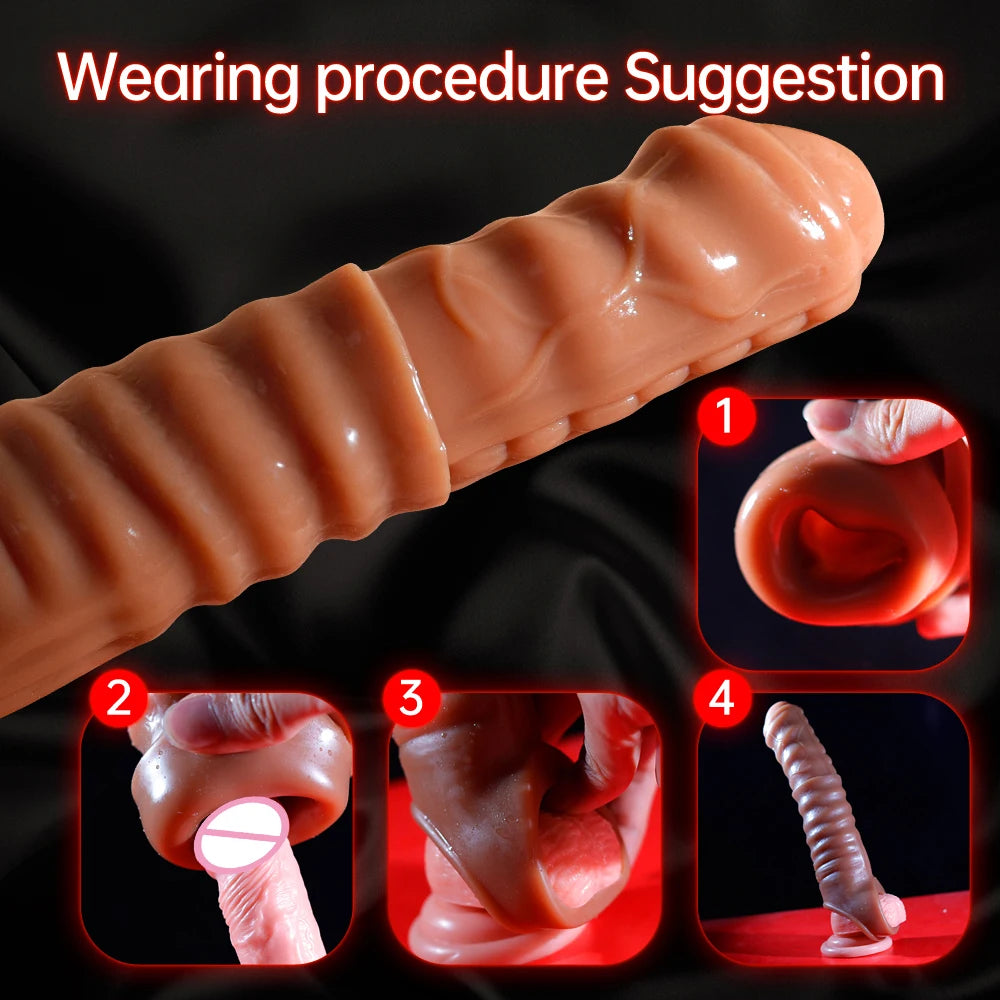 Reusable Silicone Penis Enlargement Sleeve & Cock Rings