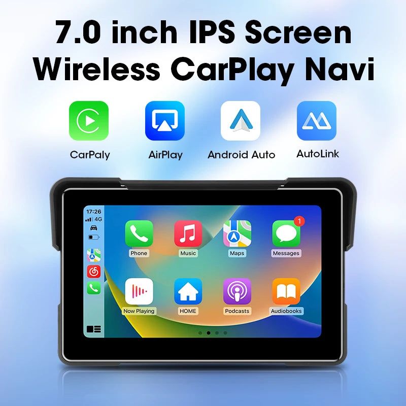 5‑7″ Waterproof Motorcycle CarPlay/Android Auto GPS