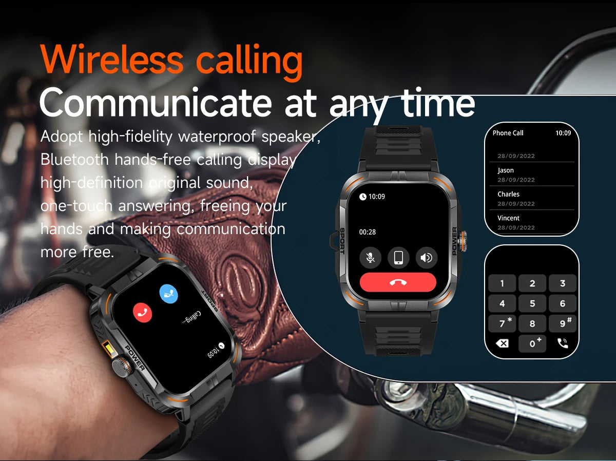 AMOLED Smart Watch with Flashlight & Compass
