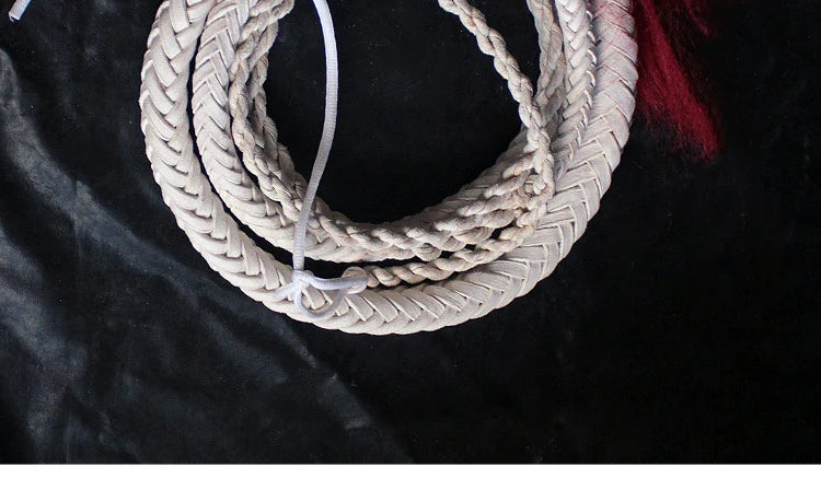 Wushu Cowhide Leather Whip with Wood Handle