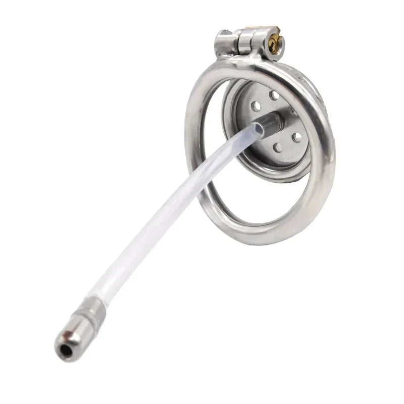 Metal Male Chastity Device with Urethra Tube