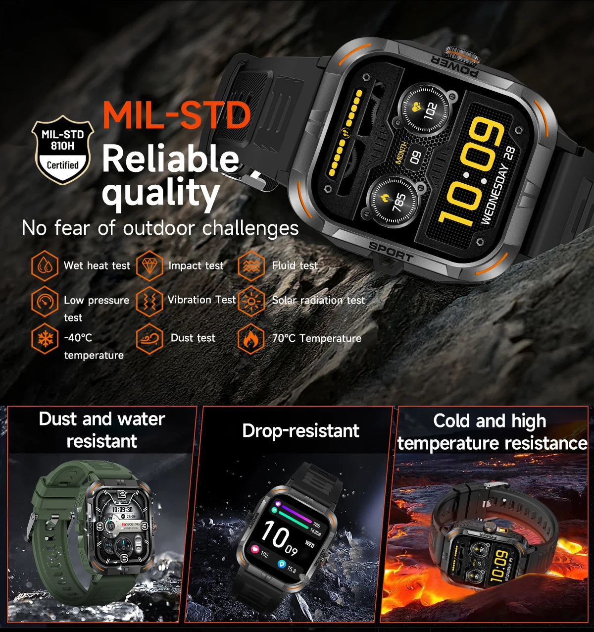 AMOLED Smart Watch with Flashlight & Compass