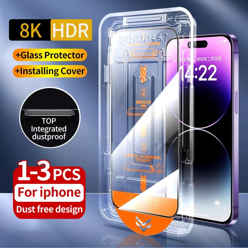 1-3PC Oleophobic Glass Screen Protector for iPhone