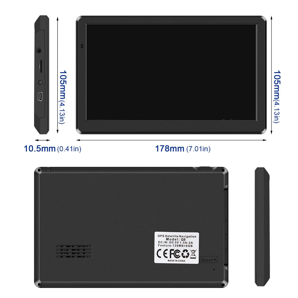 7" GPS Car Navigation – Universal Touchscreen Sat Nav