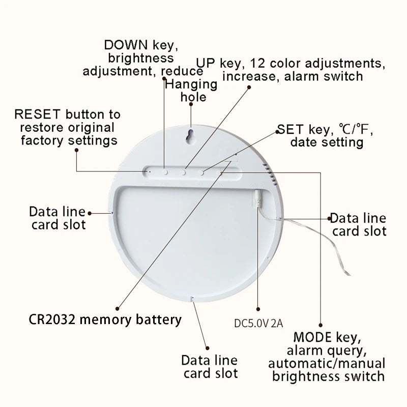 Smart WiFi LED Wall Clock with Alarms
