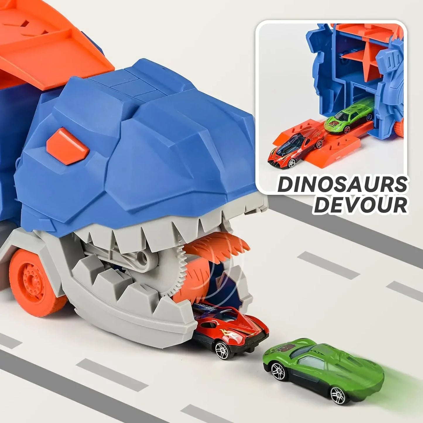 Transport Dinosaur Truck with T-Rex Race Track Toy