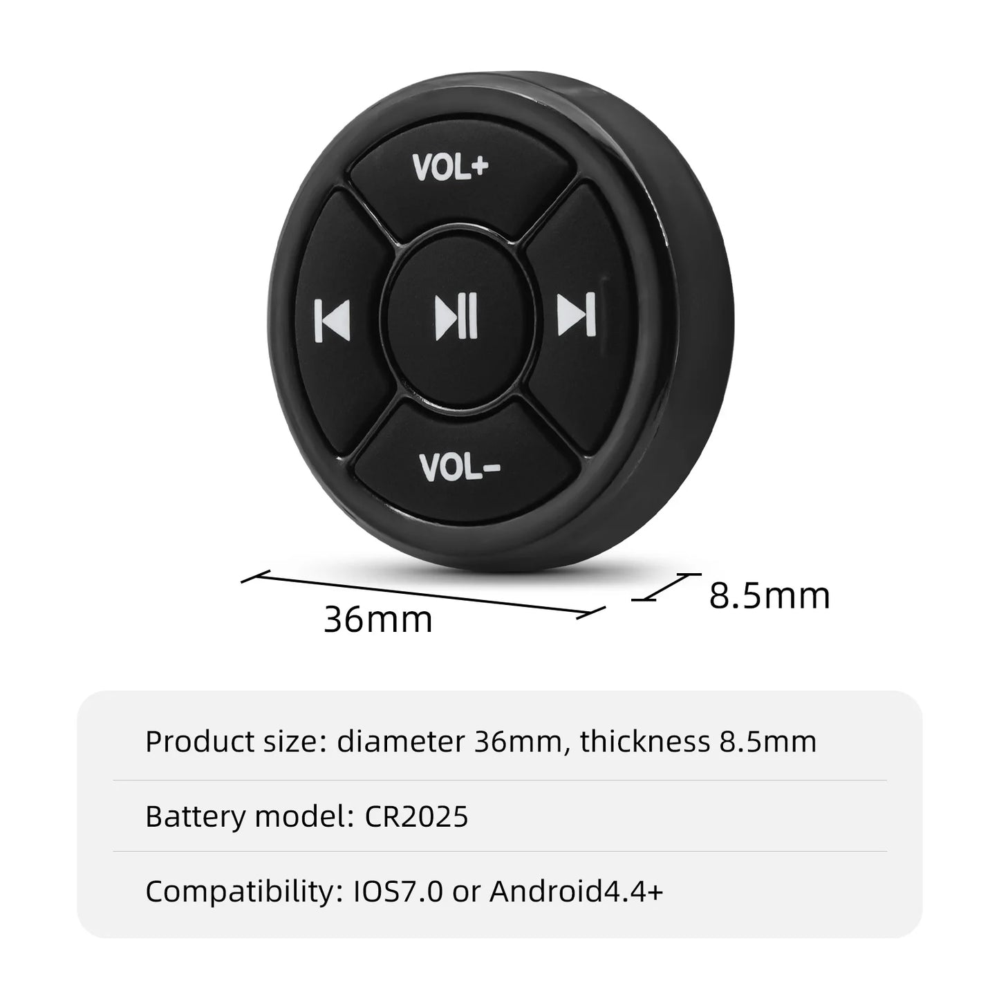 Wireless Bluetooth Media Button Controller for Vehicles