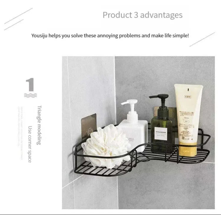 No-Drill Wall-Mounted Corner Shelf – Versatile Storage