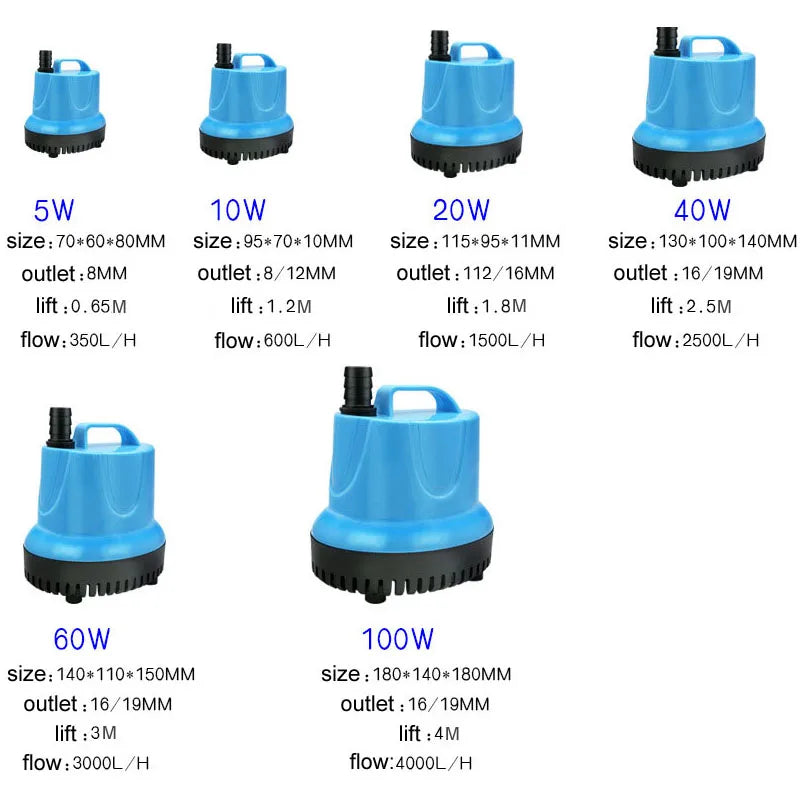 Submersible Aquarium Water Pump 220V EU Plug
