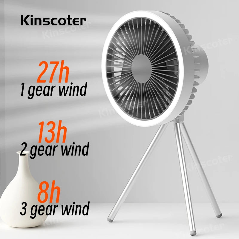10000mAh Rechargeable Camping Fan with Power Bank