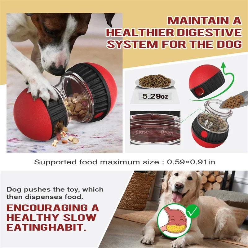 Interactive Dog Toy – Rolling Ball with Leaky Food Track for Mental Stimulation!