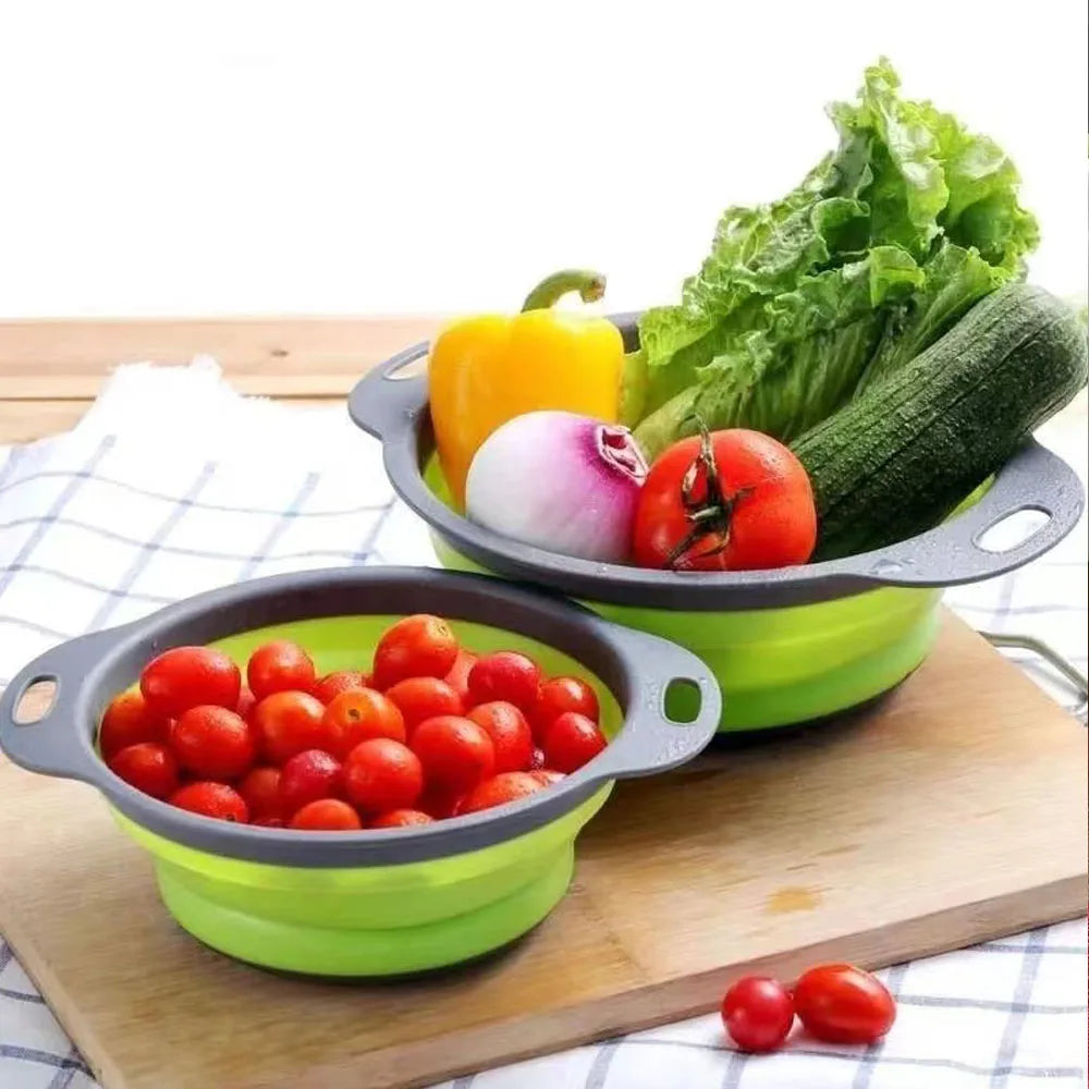 Silicone Collapsible Colander – Space-Saving Fruit & Veggie Strainer!