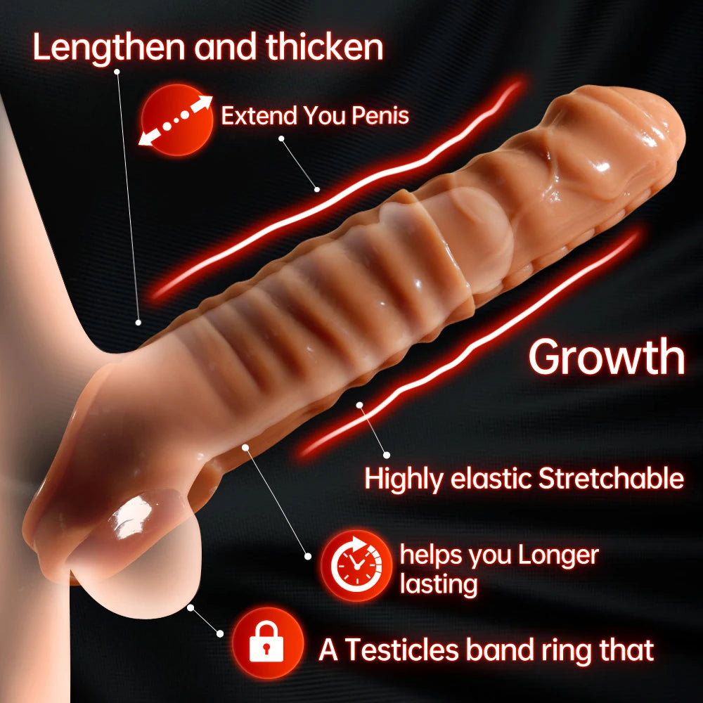 Reusable Silicone Penis Enlargement Sleeve & Cock Rings