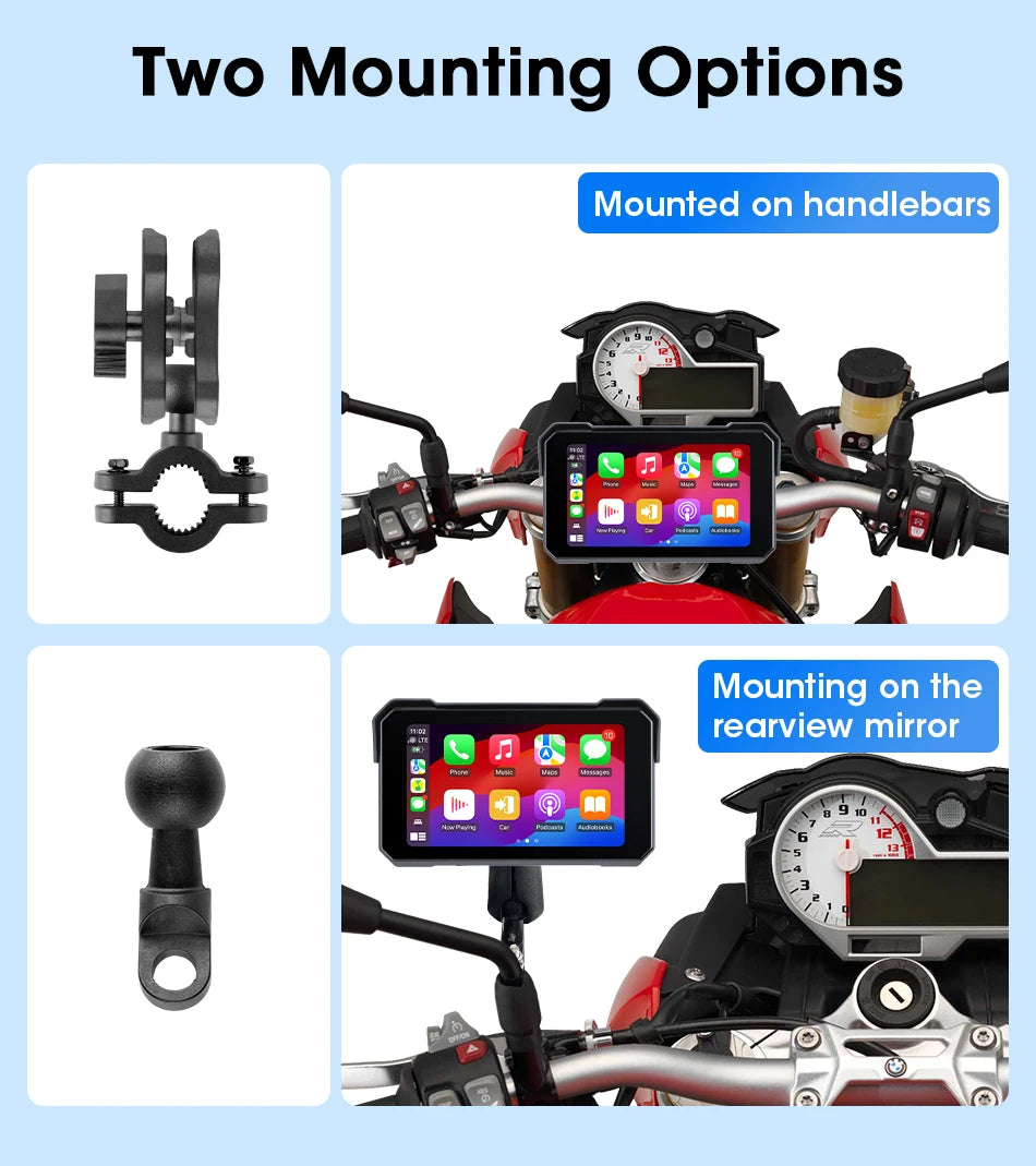 5" Motorcycle GPS CarPlay Android Auto Screen