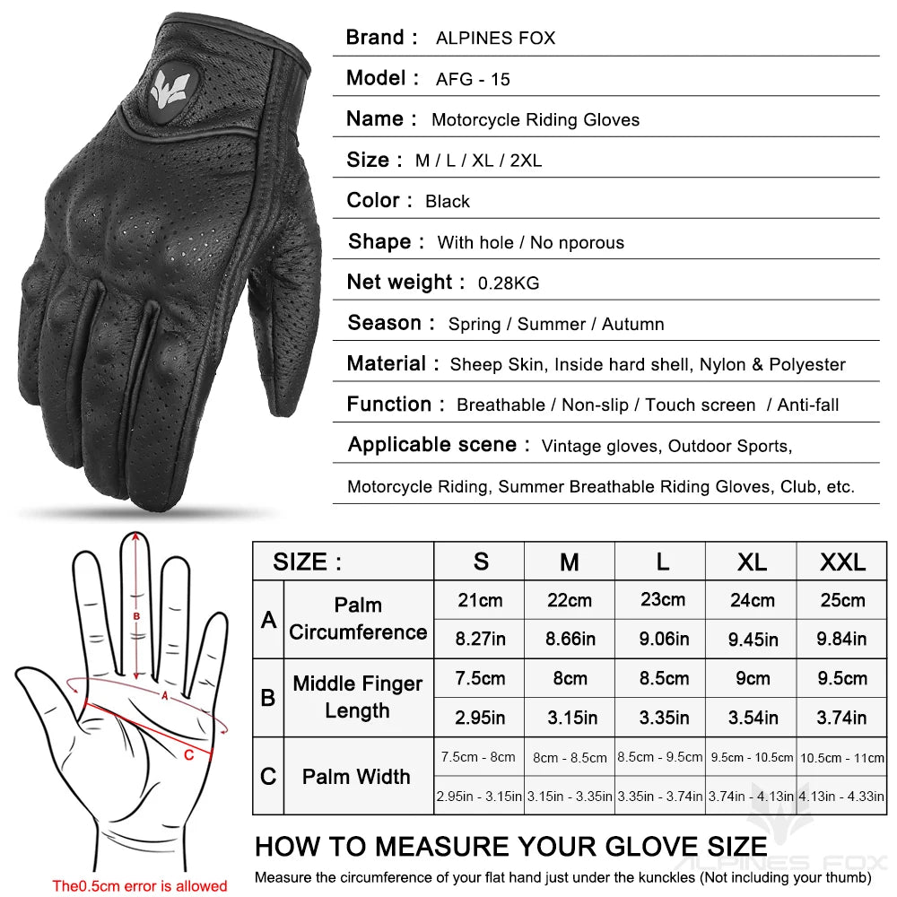 Vintage Leather Motorcycle Gloves Men