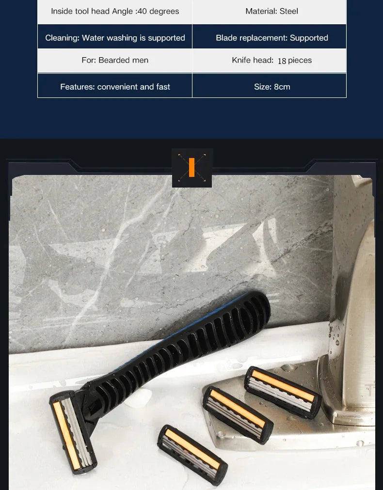 Triple-Layer Men's Reusable Shaver Razor