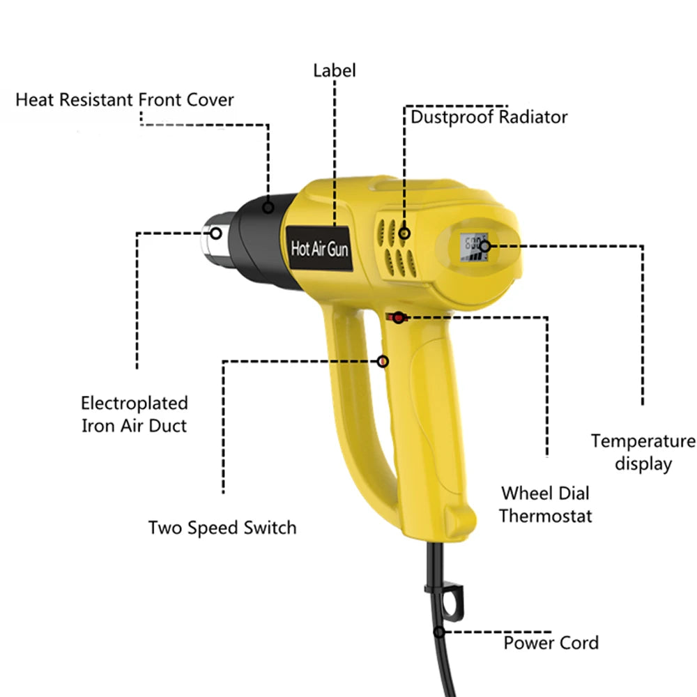 2000W Industrial Electric Hot Air Gun Digital