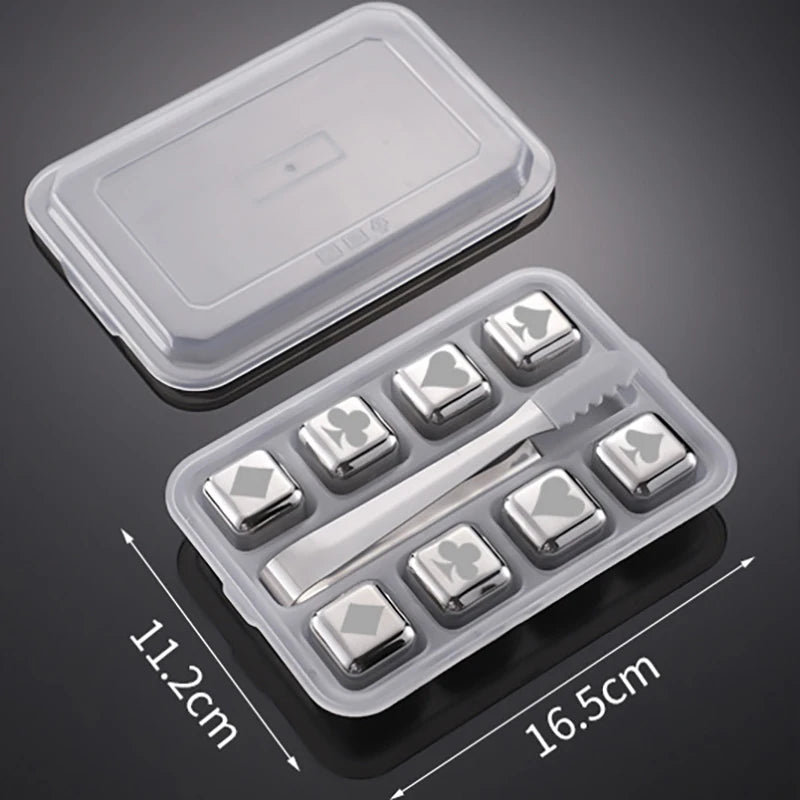Reusable 304 Steel Whiskey Ice Cubes Set