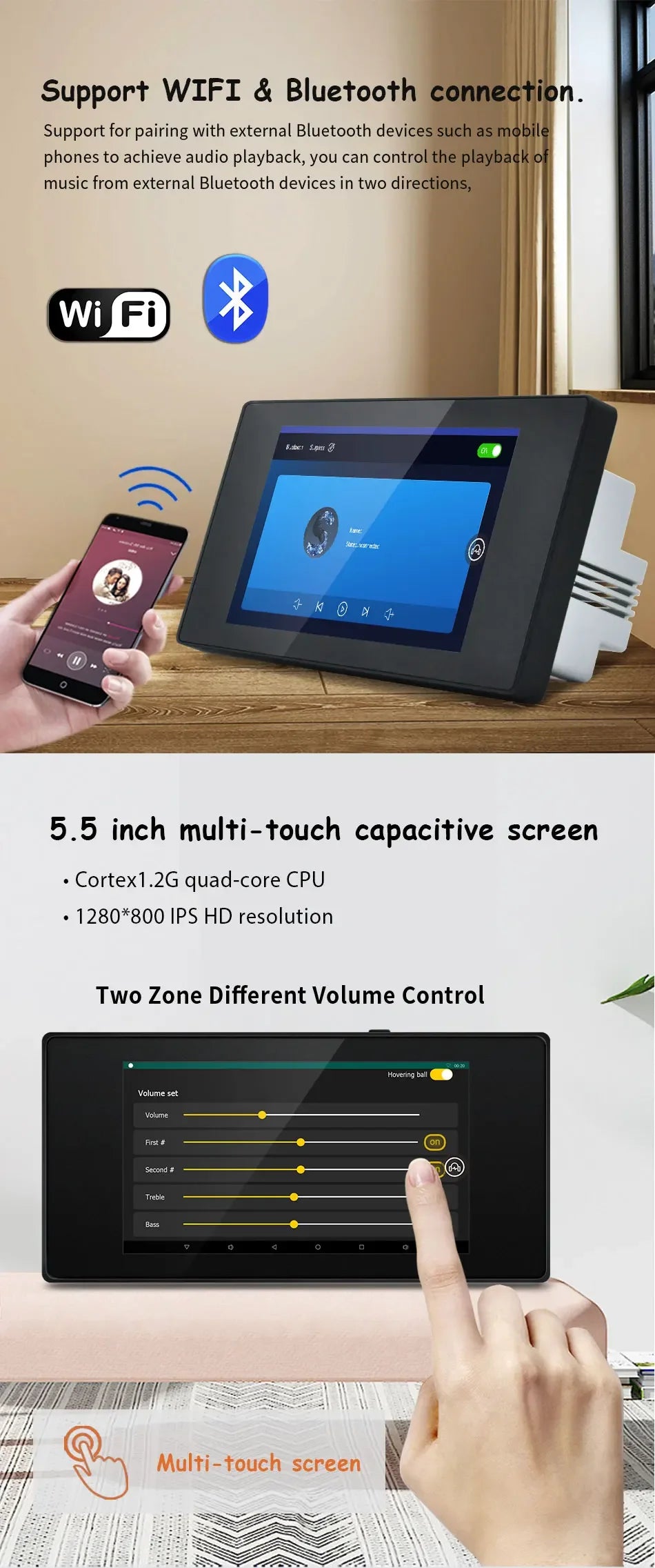 Smart WiFi Amplifier with Touchscreen – Android 8.1