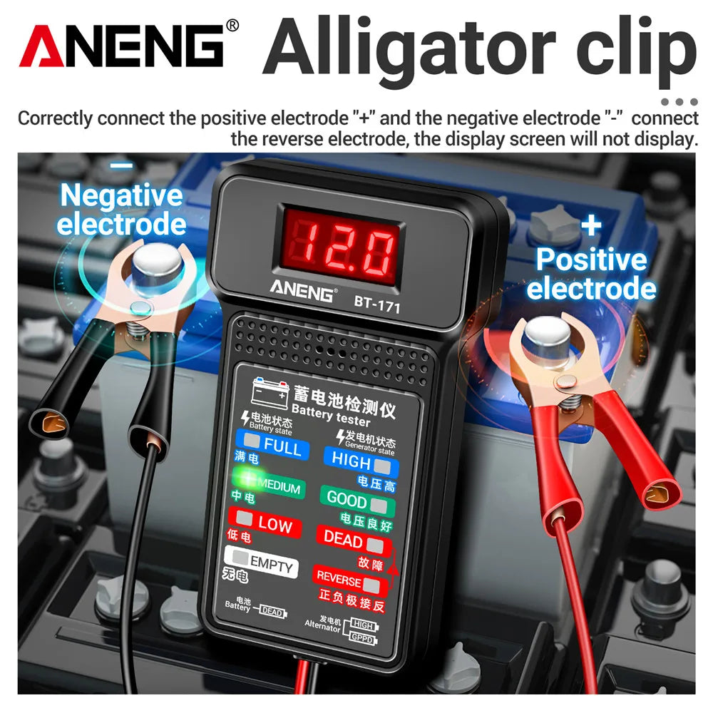 ANENG BT-171 12V Battery Tester – LED Display Diagnostic Tool