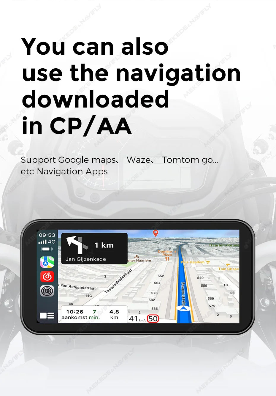 6.25″ IP67 Waterproof Motorcycle GPS with Wireless CarPlay/Android Auto