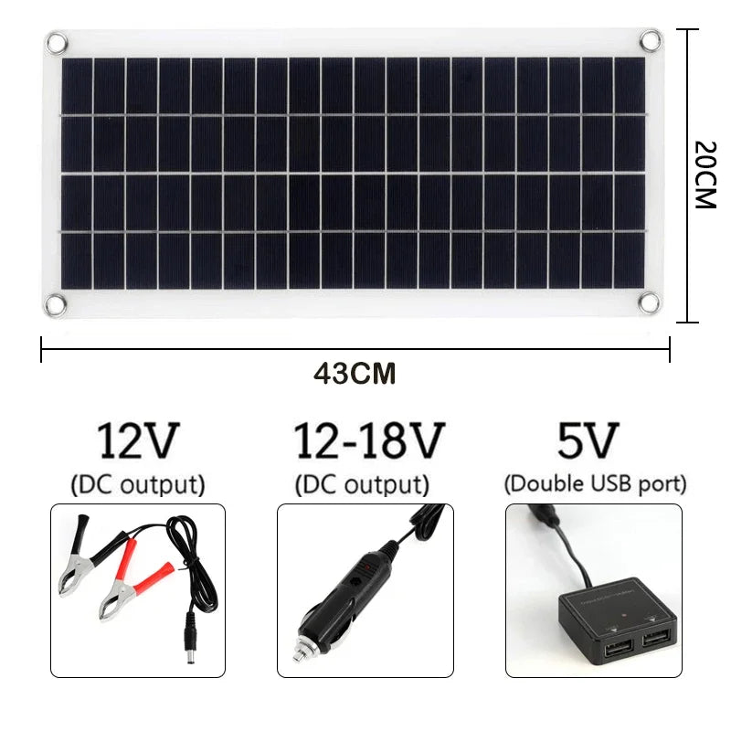 12V Solar Panel Kit with 10A-100A Controller for Outdoor Use