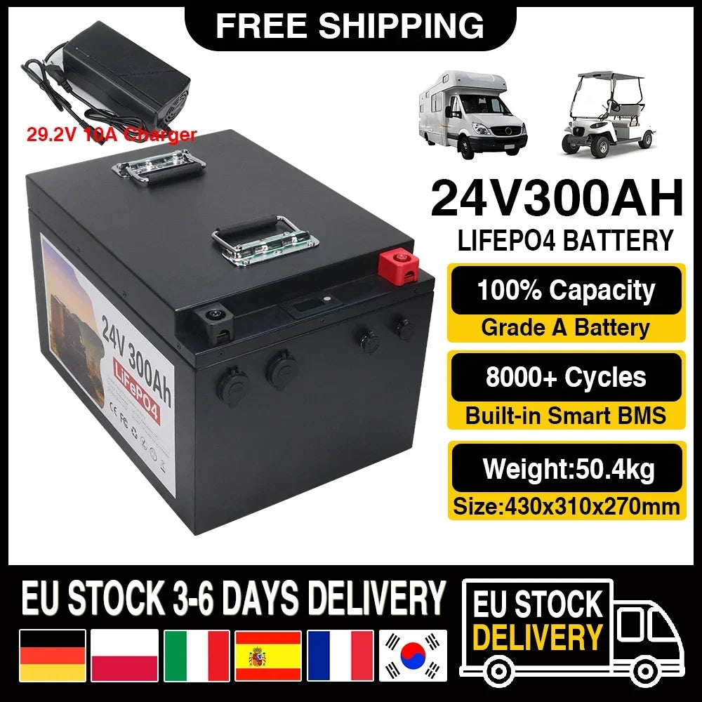 LiFePO4 Battery 12V/24V With BMS – 100Ah to 600Ah